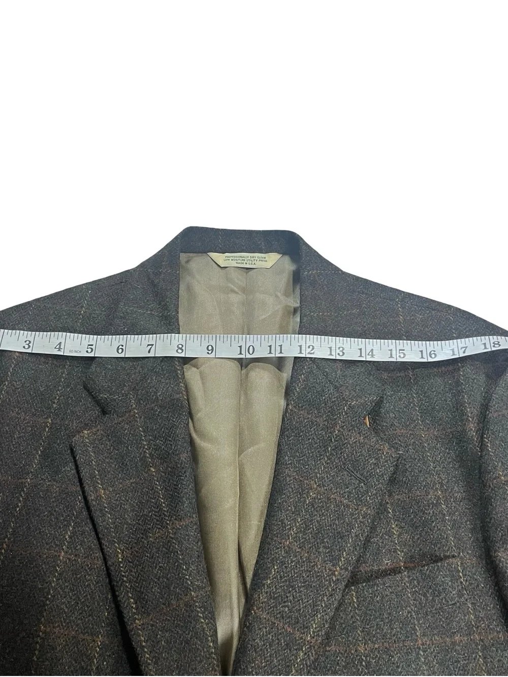 Evan Picone Men 100% Wool Suit Jacket Sports Coat Grey Plaid Elbow Patch Sz 40R